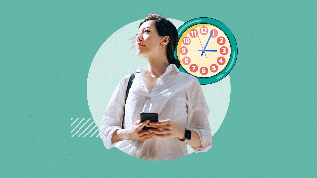 Image featuring a woman holding her cellphone