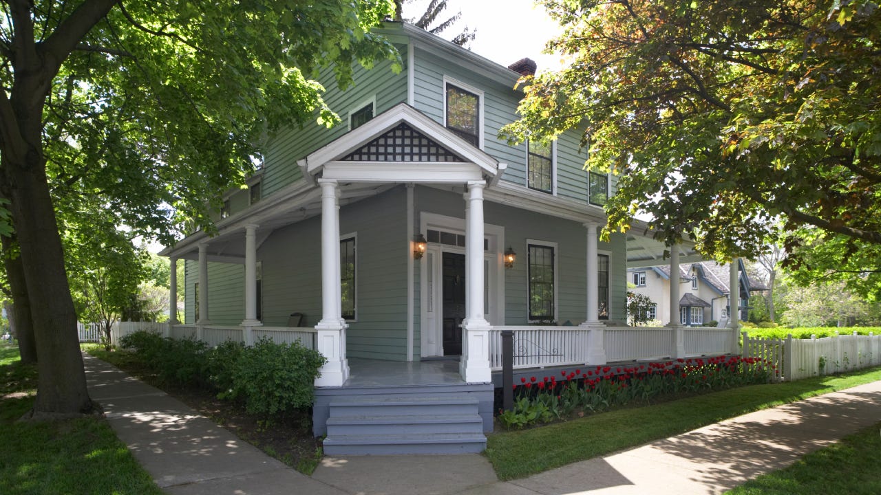 Old restored house on the corner