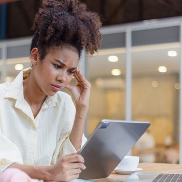 businesswoman stressed from work