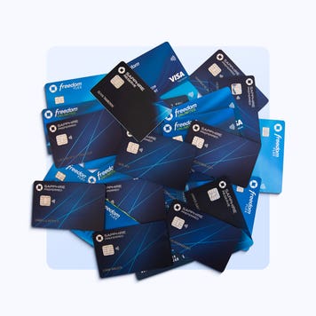 design element displaying multiple Chase credit cards