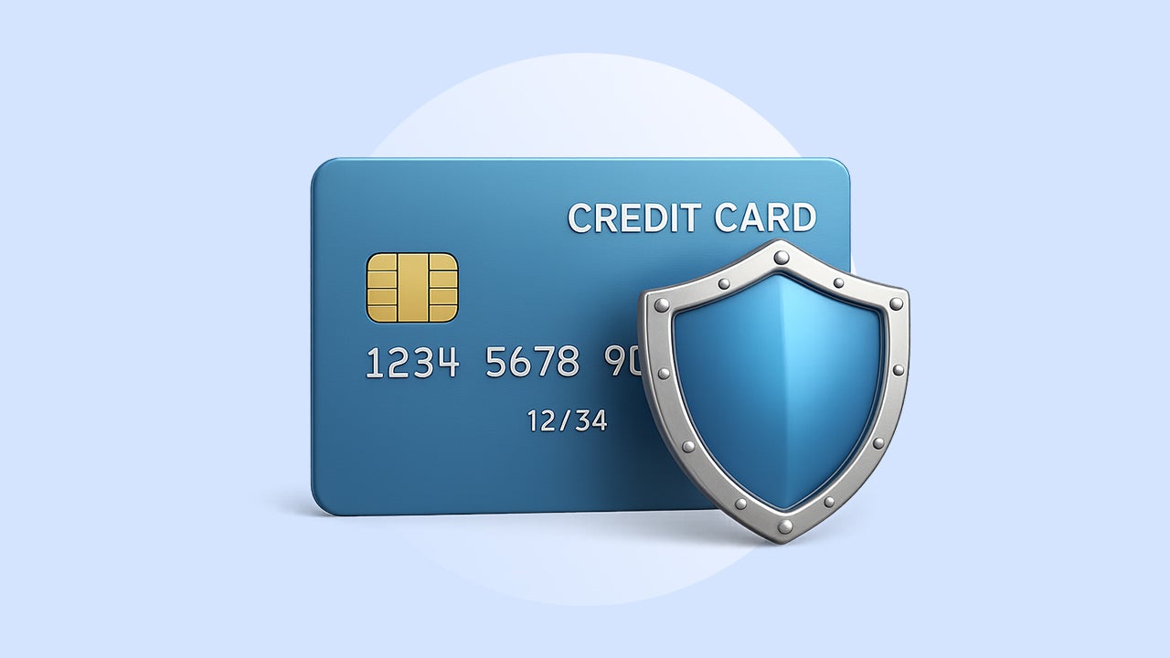 A shield standing in front of a credit card