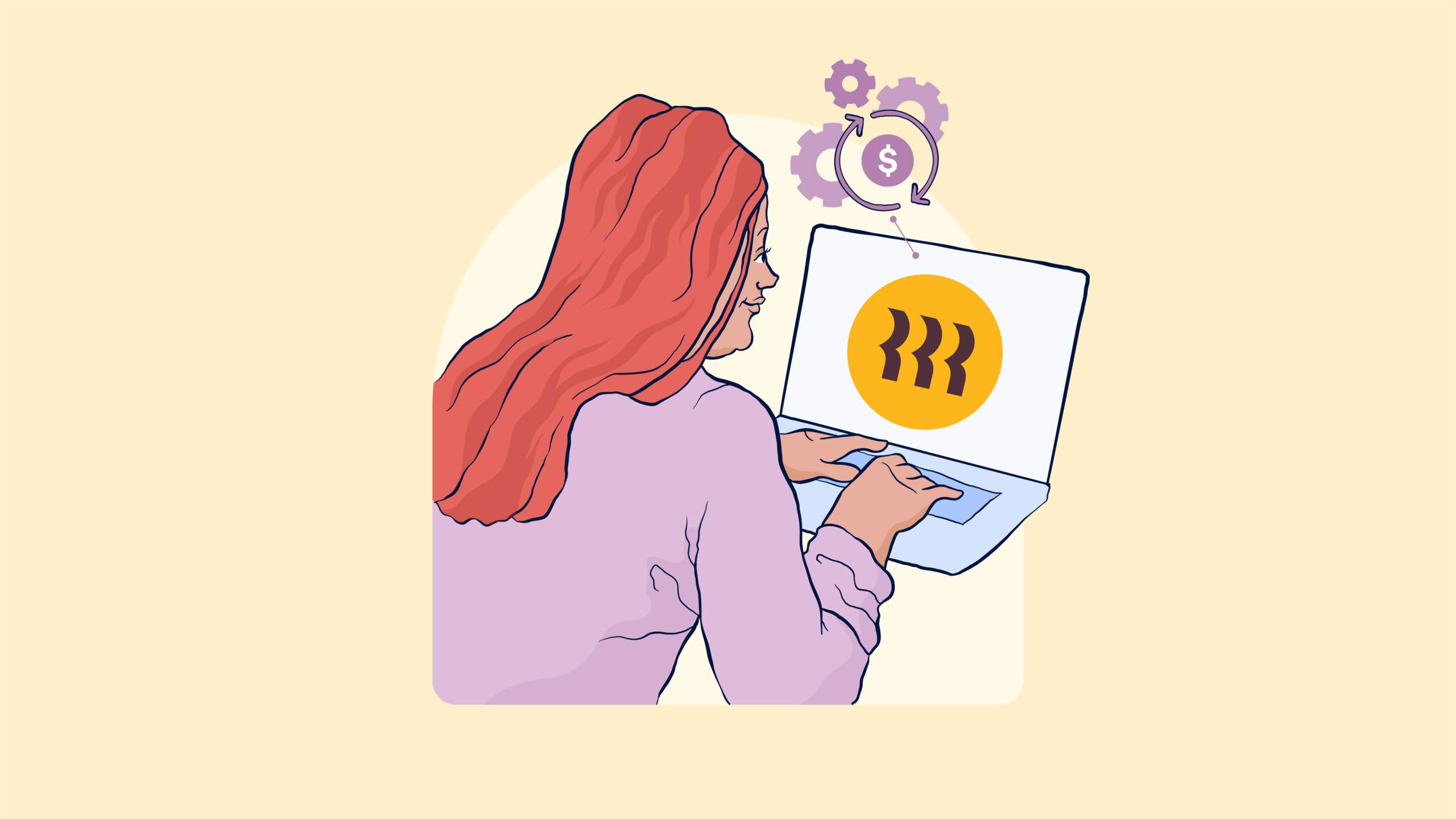 Illustration of a woman using a laptop