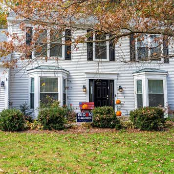 Presidential election political sign placard poster during halloween in support of Joe Biden 2020 in Virginia