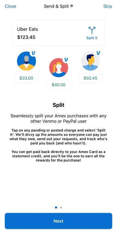 Screenshot of Amex mobile app
