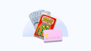 Cash, a lottery ticket and a pink credit card