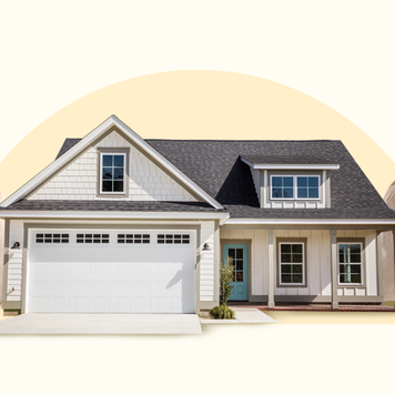 photo illustration of a house with giant moneybags