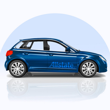 Blue Allstate car on modern background