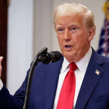 President Donald Trump speaks at the White House.