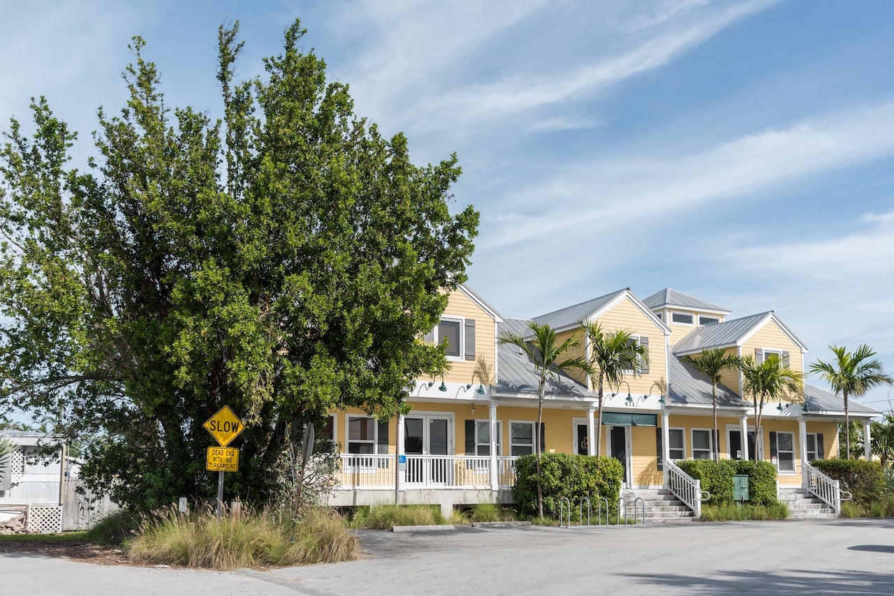 A street with townhomes in Miami, Florida