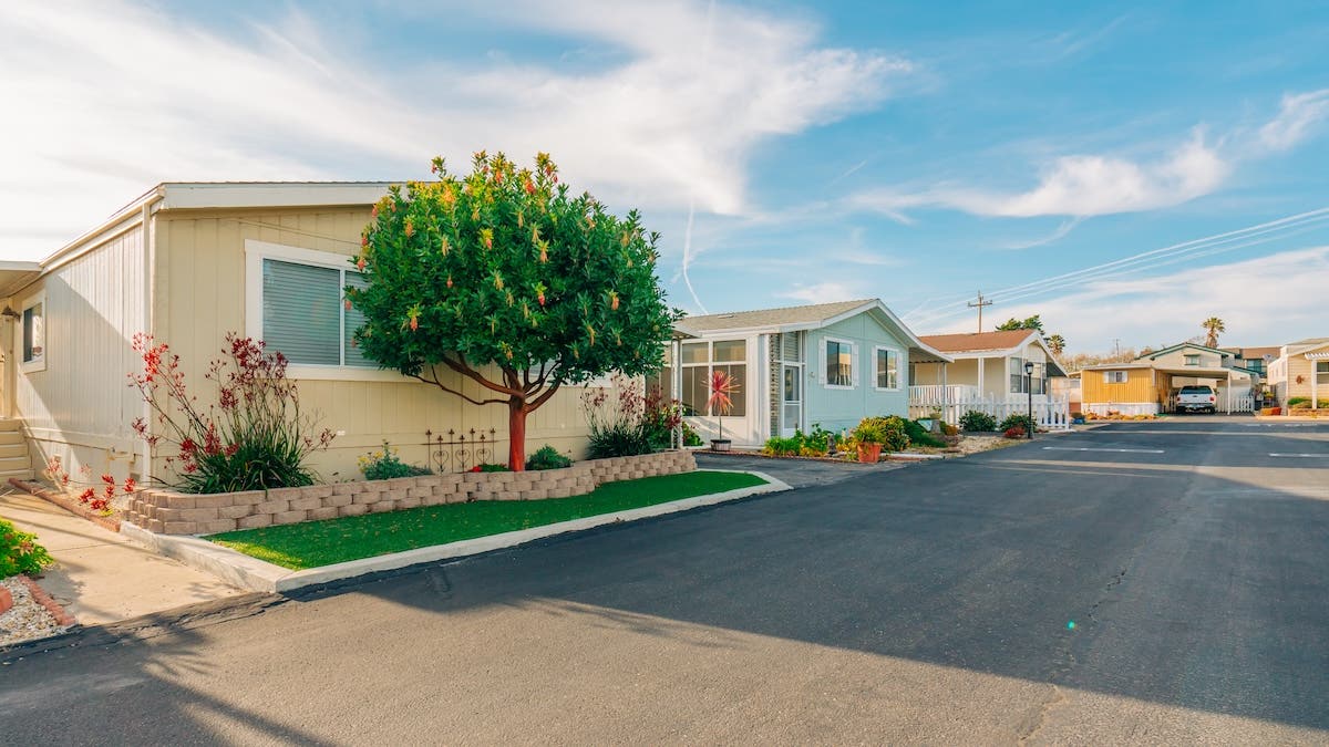 Mobile home park, age-restricted (55+) community in small beach town in California.