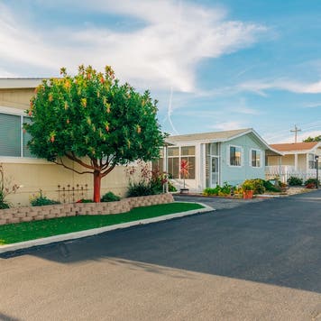 Mobile home park, age-restricted (55+) community in small beach town in California.