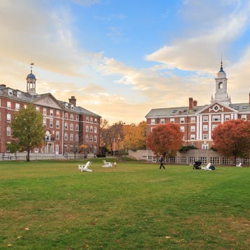 College campus with stately red-brick buildings