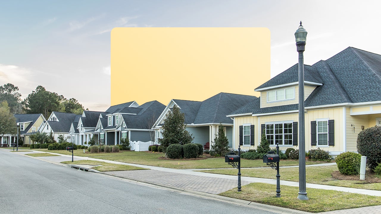 A neighborhood of single-family homes