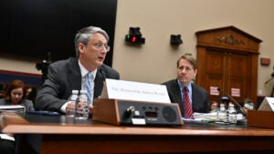 James Kvaal makes opening statements during a House Committee meeting.