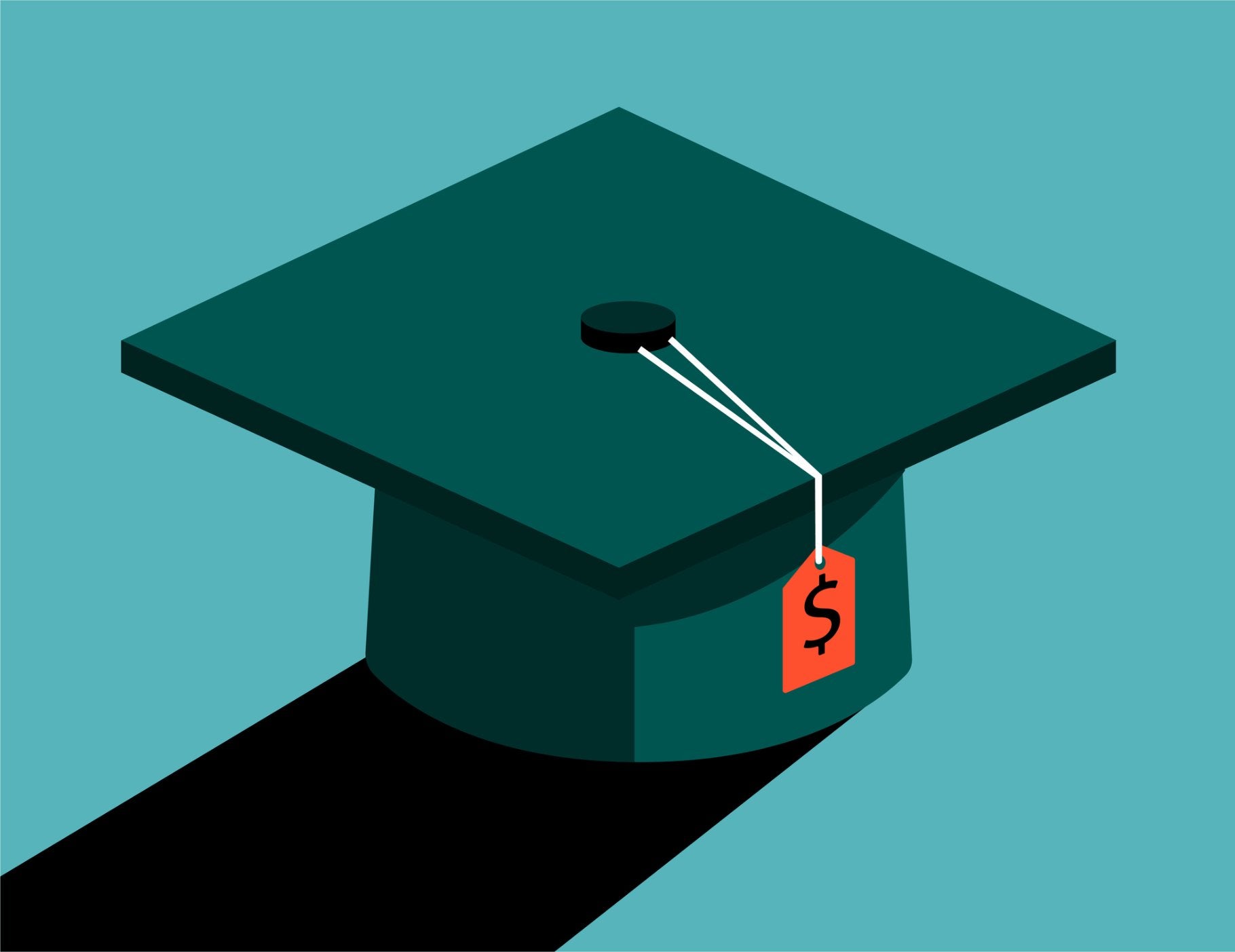 Graduation cap education finance high cost illustration