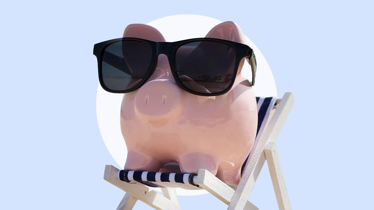 design image of a piggy bank with sunglasses