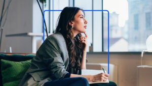 design image of a young woman thinking