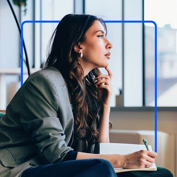 design image of a young woman thinking