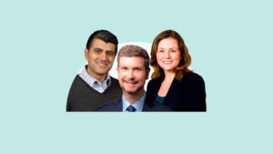 design image of three auto loan experts headshots