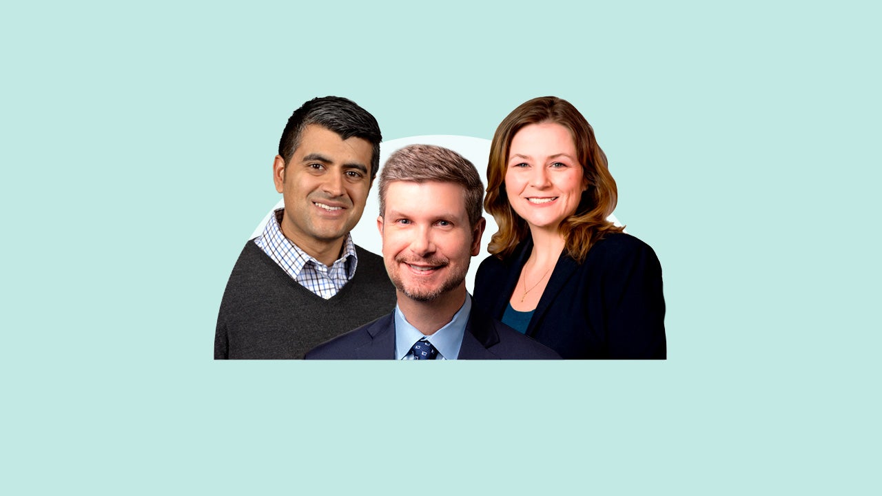 design image of three auto loan experts headshots