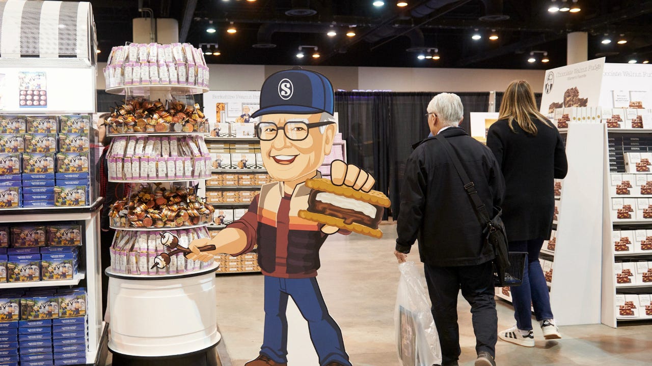 Warren Buffett display at 2025 Berkshire Hathaway annual meeting.