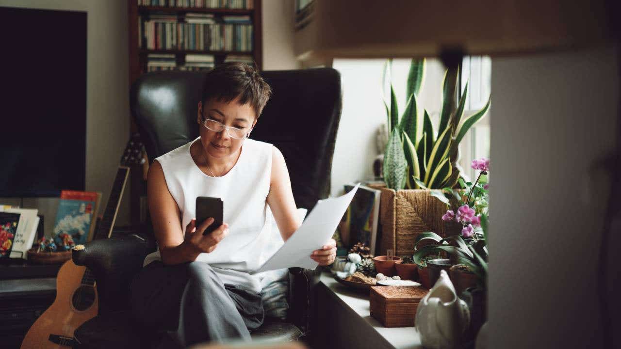 Senior Asian woman at home