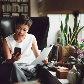 Senior Asian woman at home