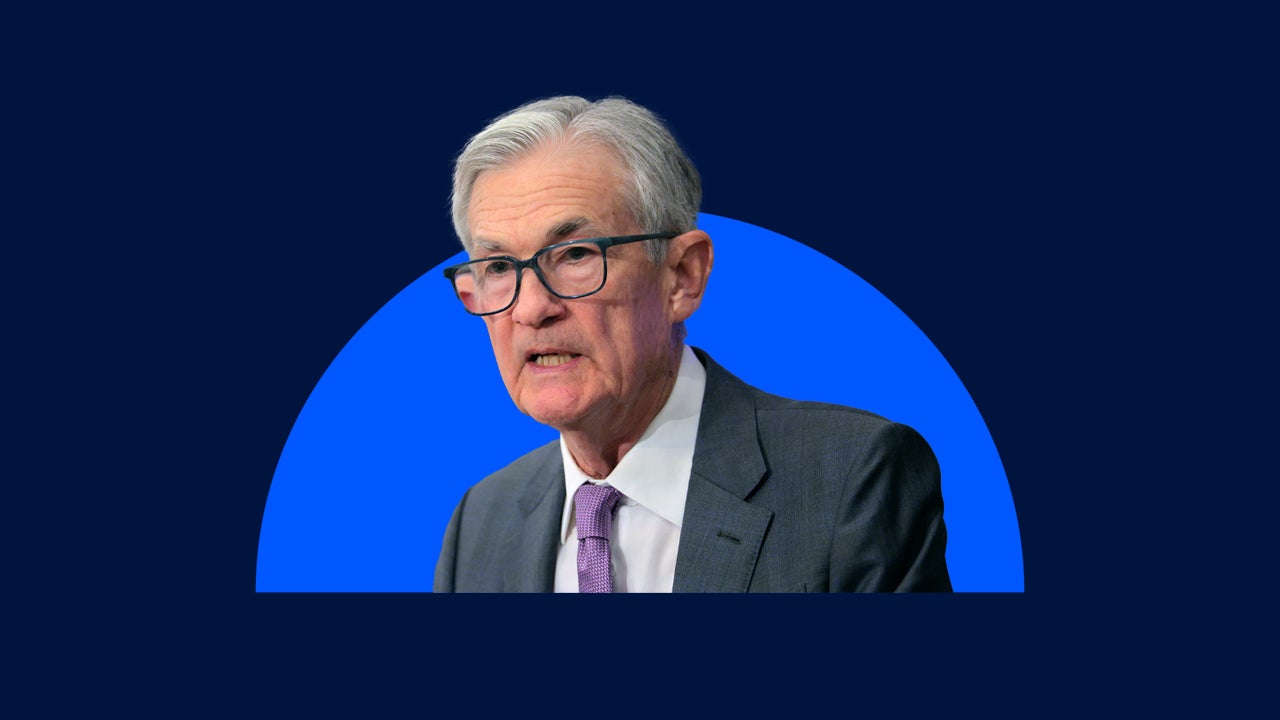 Image of Jerome Powell on a blue background.