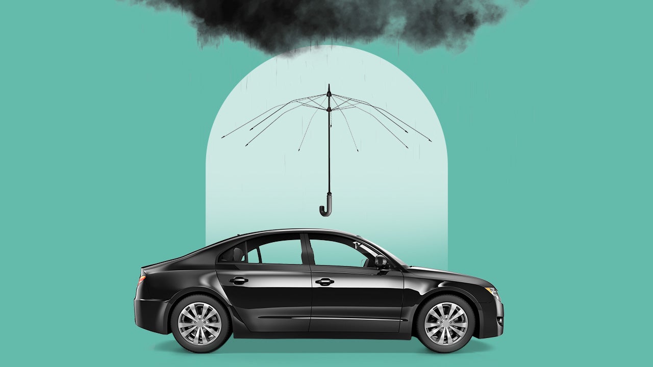 car with an umbrella above it