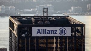 Allianz logo is seen on a building in Manhattan, New York City.