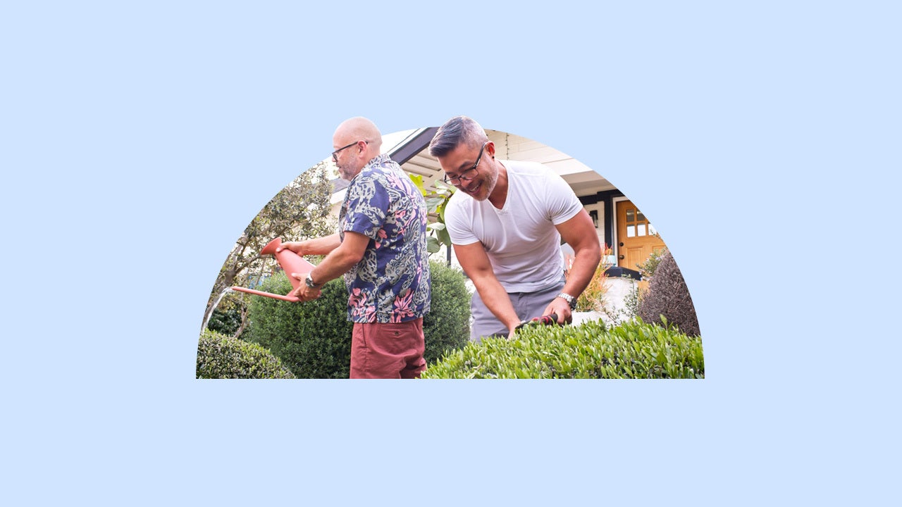 Two men gardening