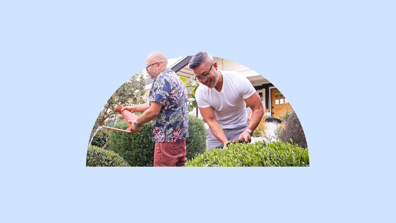 Two men gardening