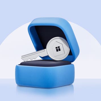 design image of a key inside a gift box