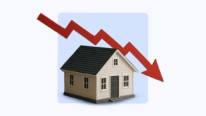 photo illustration of house with downward trend line