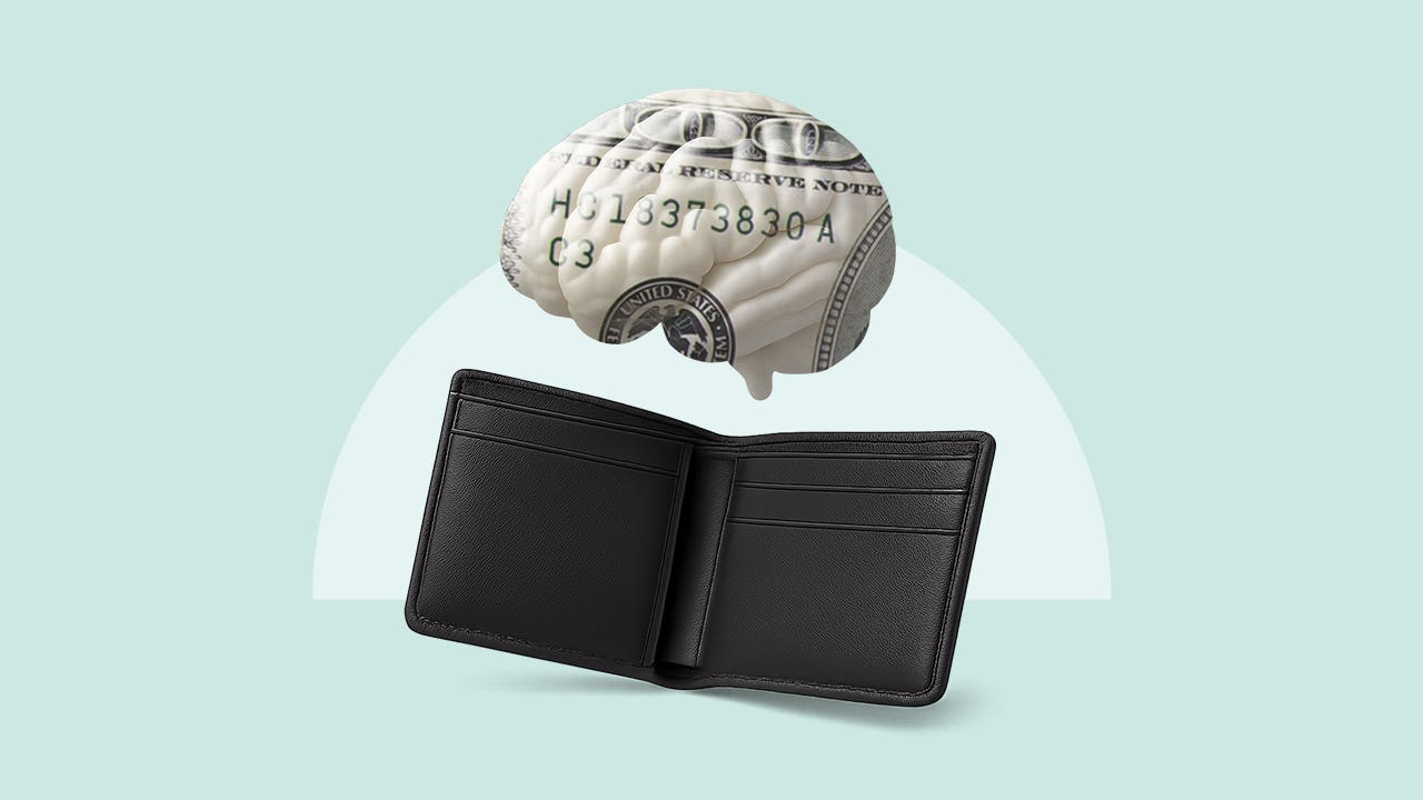 design image of a brain coming out of a wallet