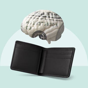 design image of a brain coming out of a wallet