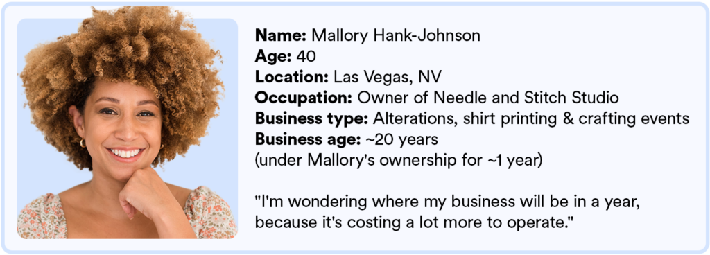 Mallory Hank-Johnson is 40, lives in Nevada as a co-owner of Needle and Stitch Studio.