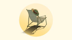 design image of a lawn chair with a hat hanging off of it