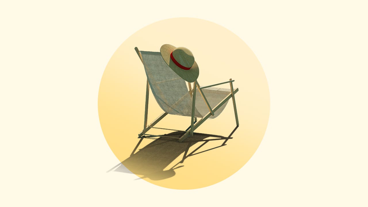 design image of a lawn chair with a hat hanging off of it