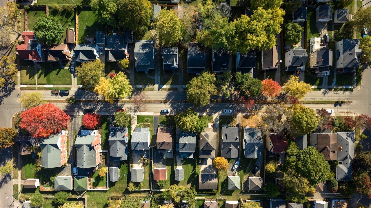 Aerial photo of a neighborhood in Oakwood, Ohio