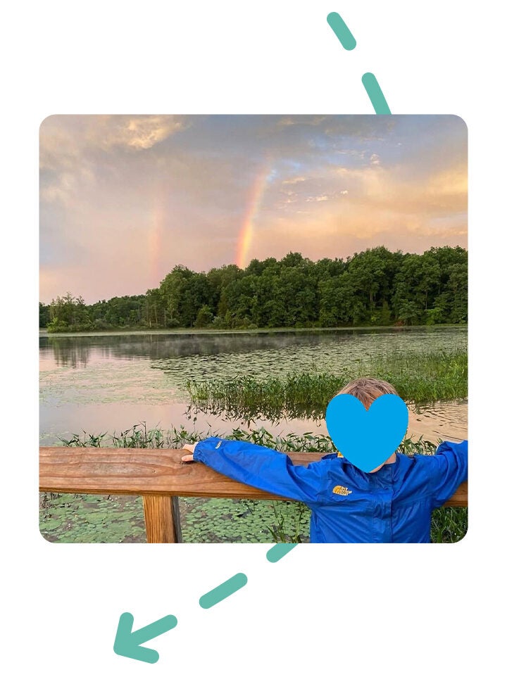 Graphic of a boy camping.