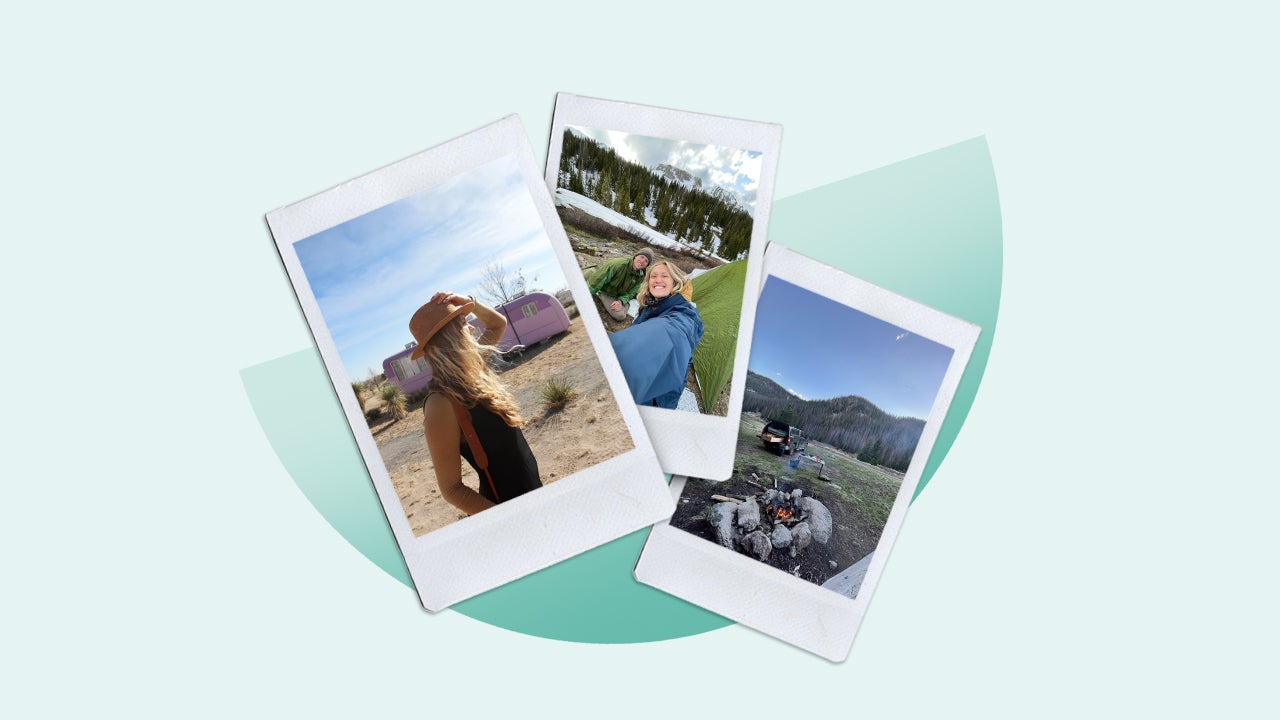 Collage of camping photos.