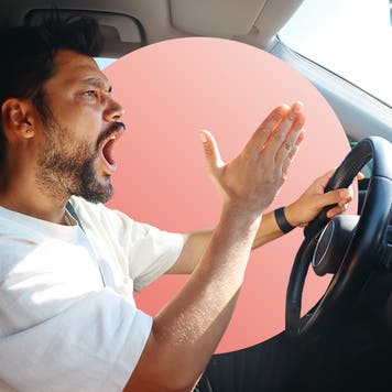 Angry driver in car