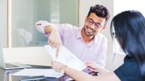 Advisor explaining charts to a client.