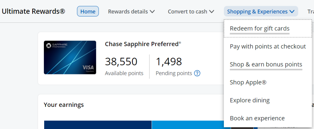 Screenshot of portal