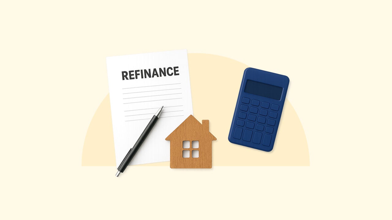A document headed with "refinance" and a calculator
