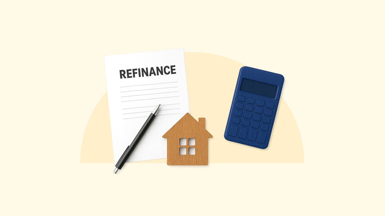 A document headed with "refinance" and a calculator