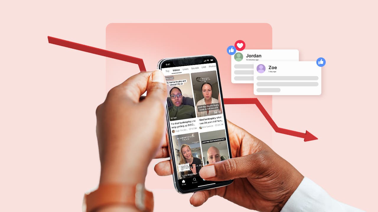 Graphic of a person on TikTok.