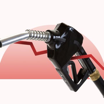 A fuel nuzzle with an arrow in the background