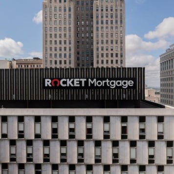 Rocket Mortgage logo seen on large building